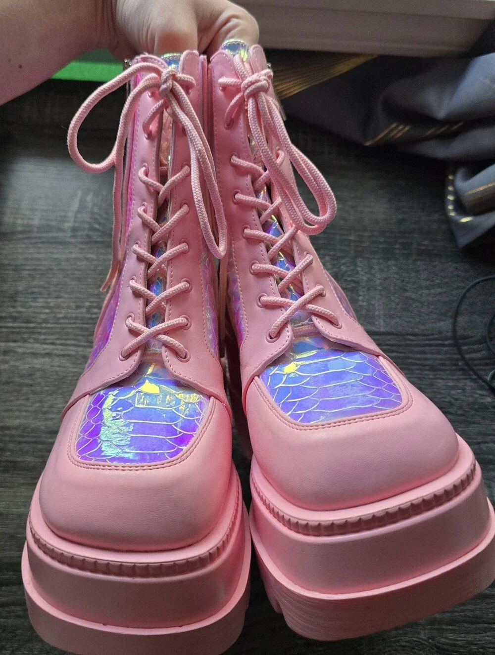 LASR Pink Poison Platform Boots